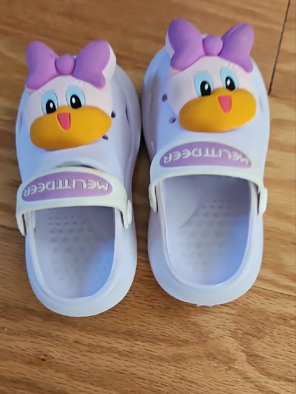 Kids Purple Slip-On Clog Sandals with Cartoon Duck Accent Toddler 7-8 Size